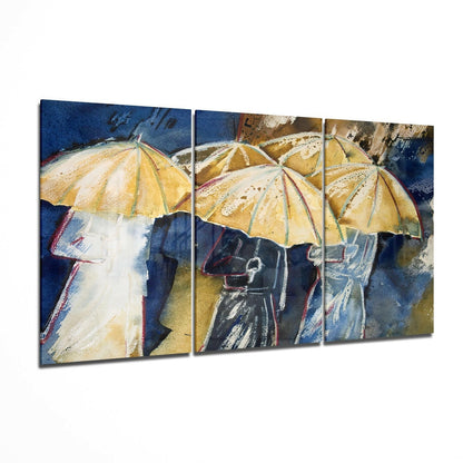 Umbrellas glass wall art playful accent