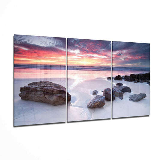 Stones on the Beach coastal glass wall art