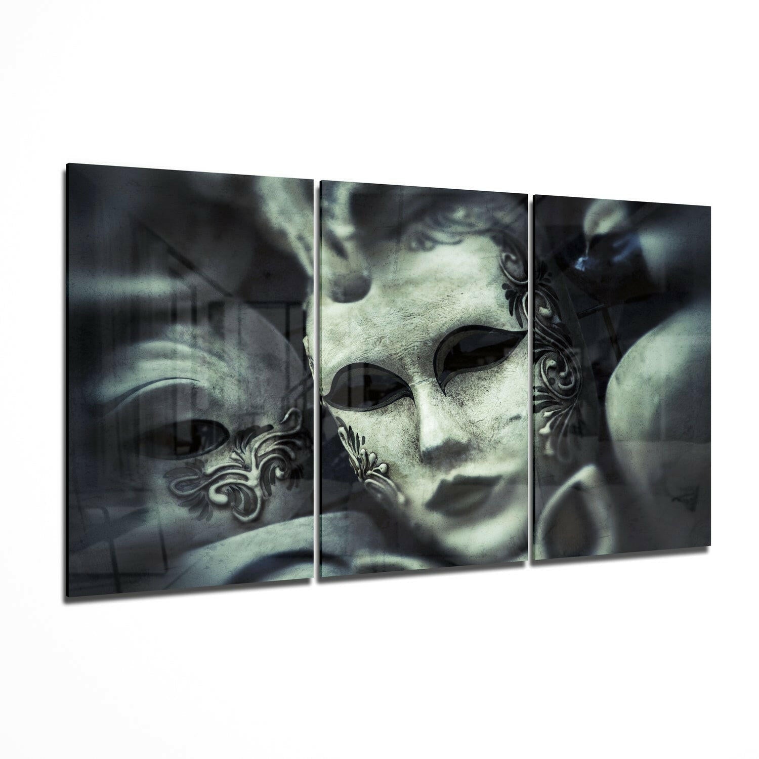 Mask glass wall art printed on tempered glass