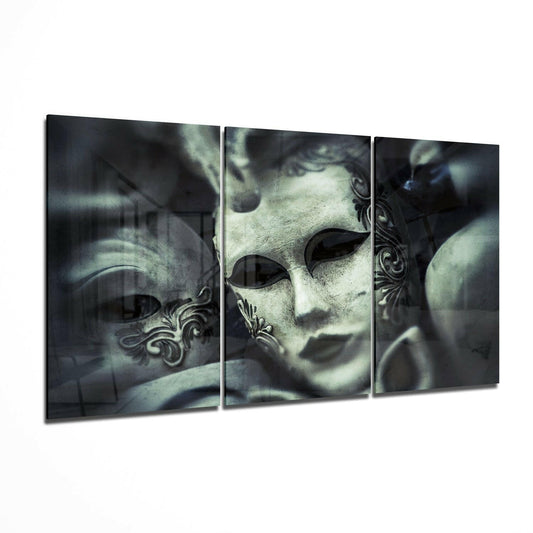 Mask glass wall art printed on tempered glass