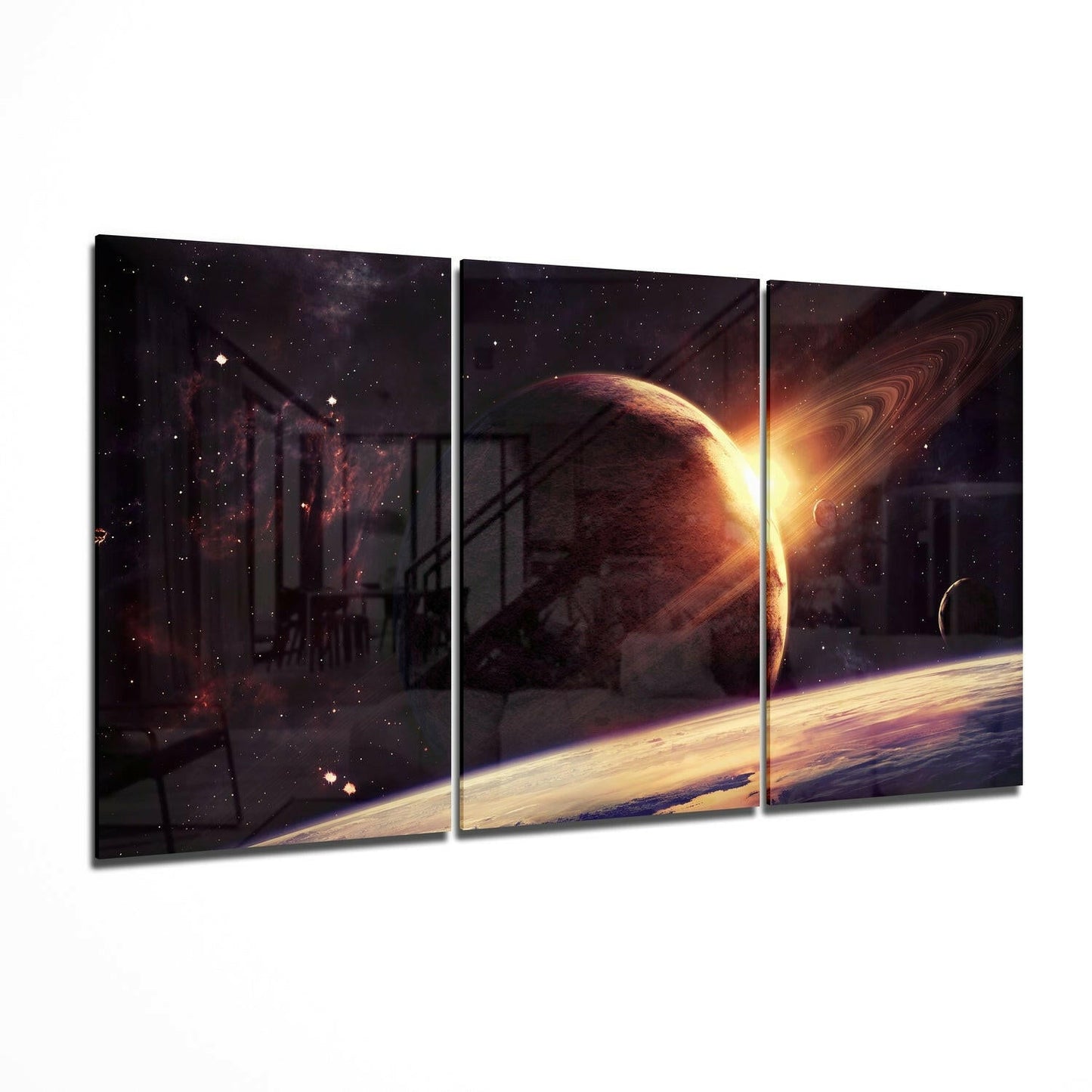 Saturn glass wall art printed on tempered glass