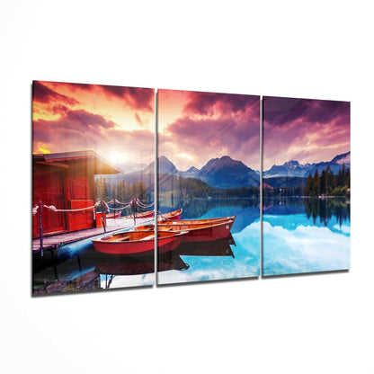 Lake view glass wall art nature landscape