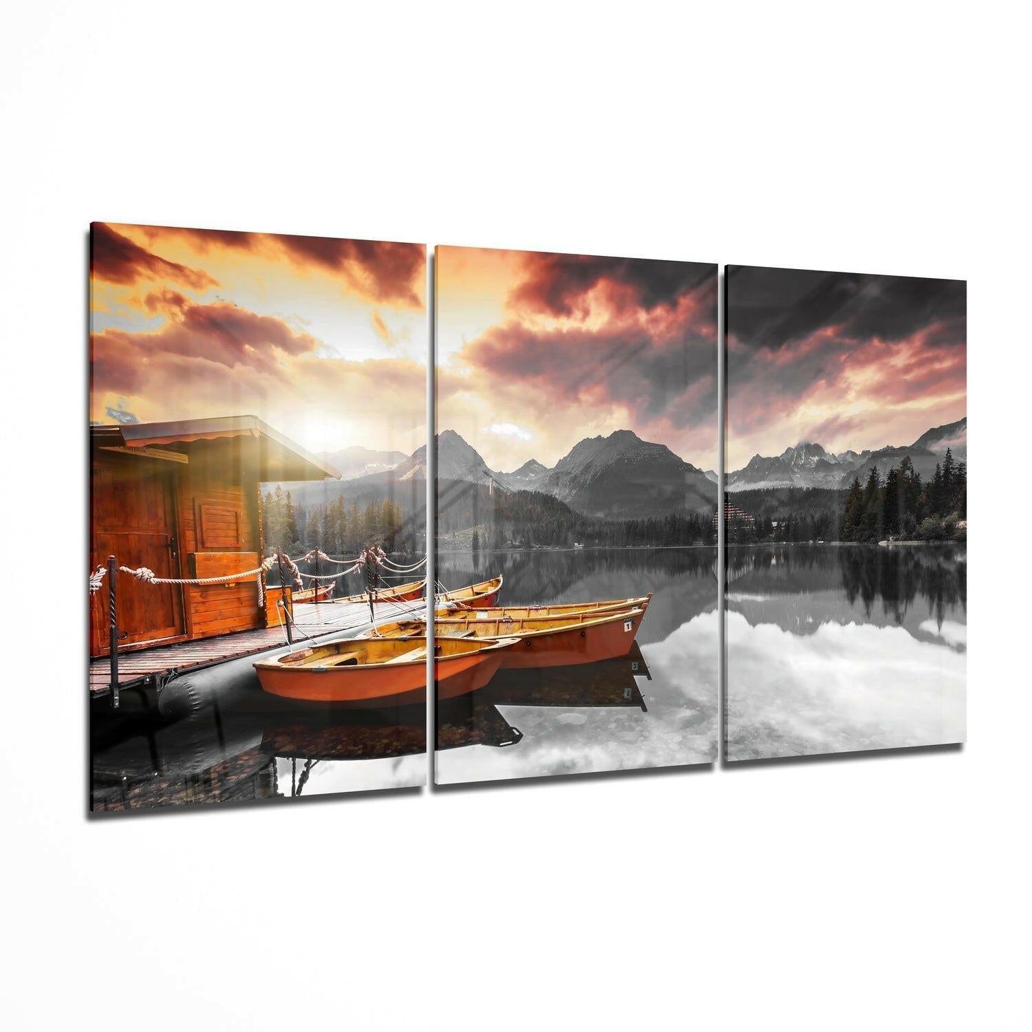 Lake View glass wall art printed on tempered glass