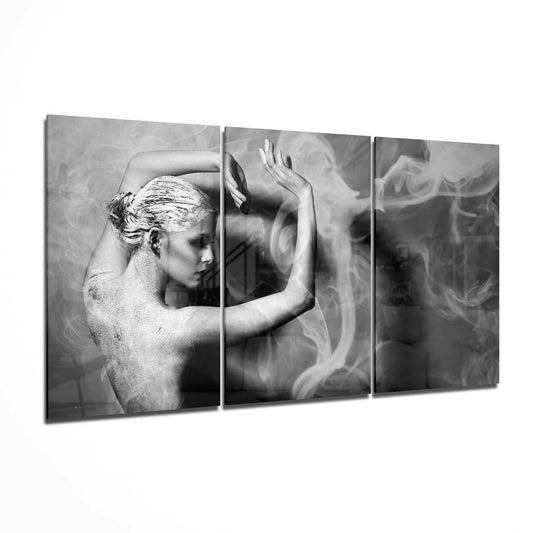 Woman and Dance glass wall art printed on tempered glass