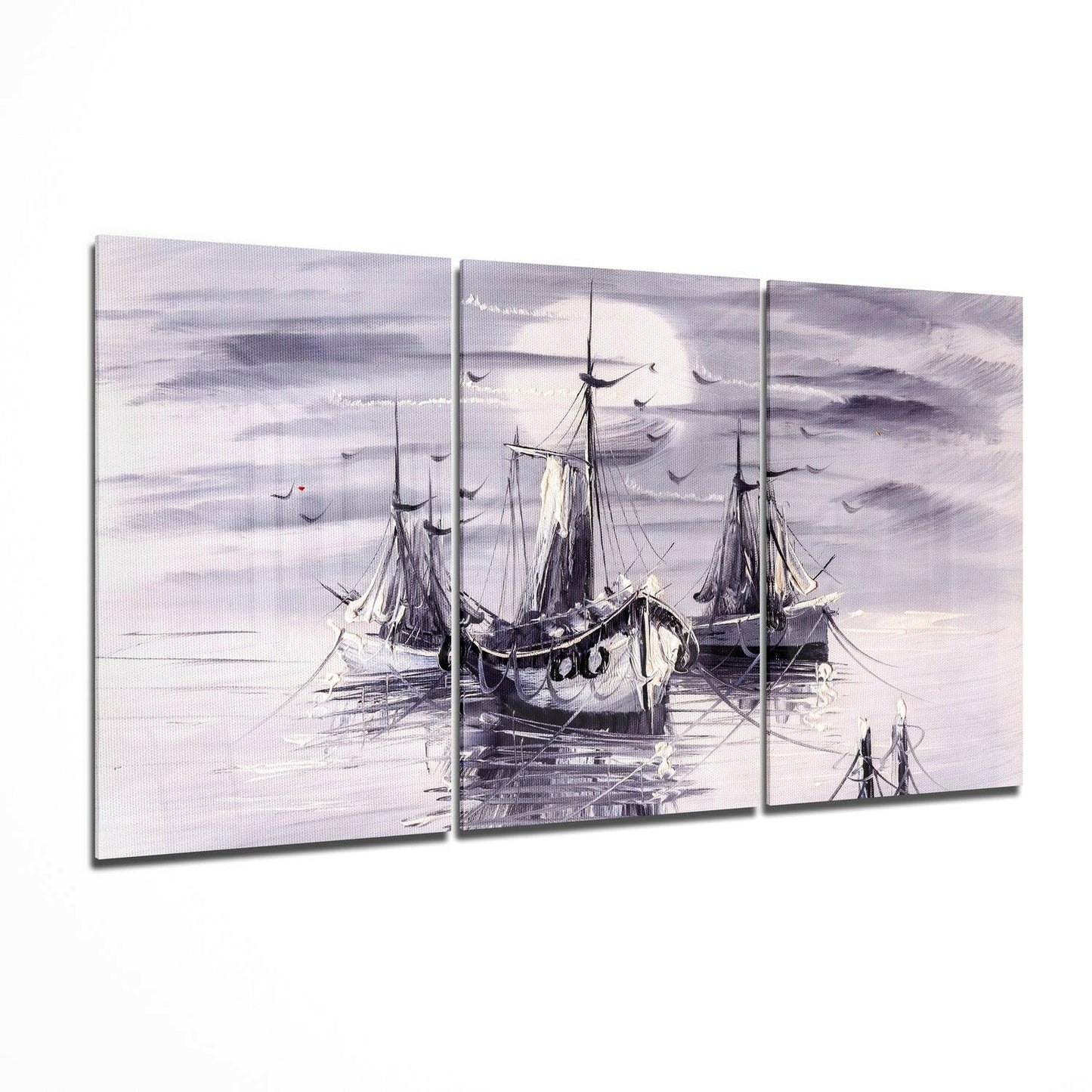 Boats glass wall art printed on tempered glass