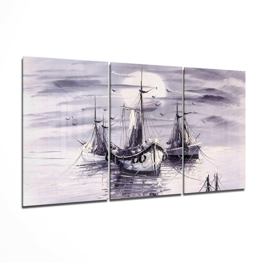 Boats glass wall art printed on tempered glass