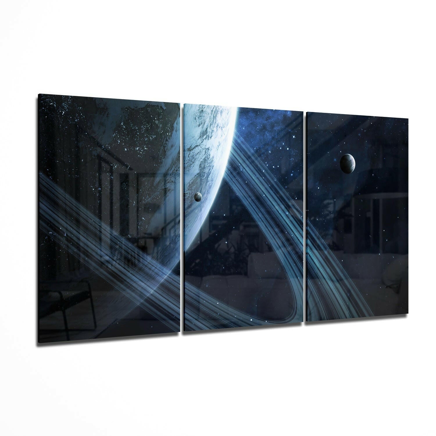 Saturn planet glass wall art