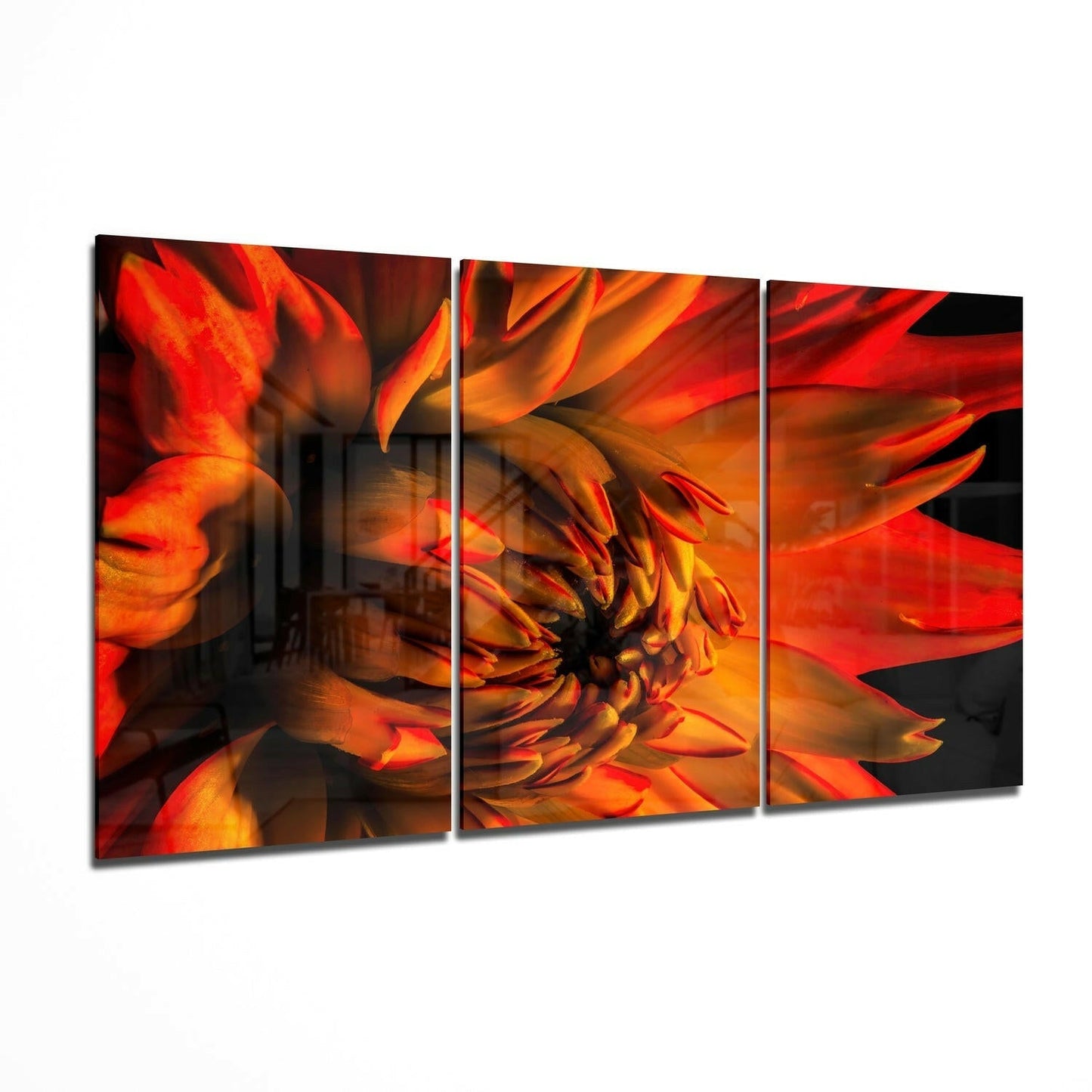 Flower glass wall art with soft petal detail