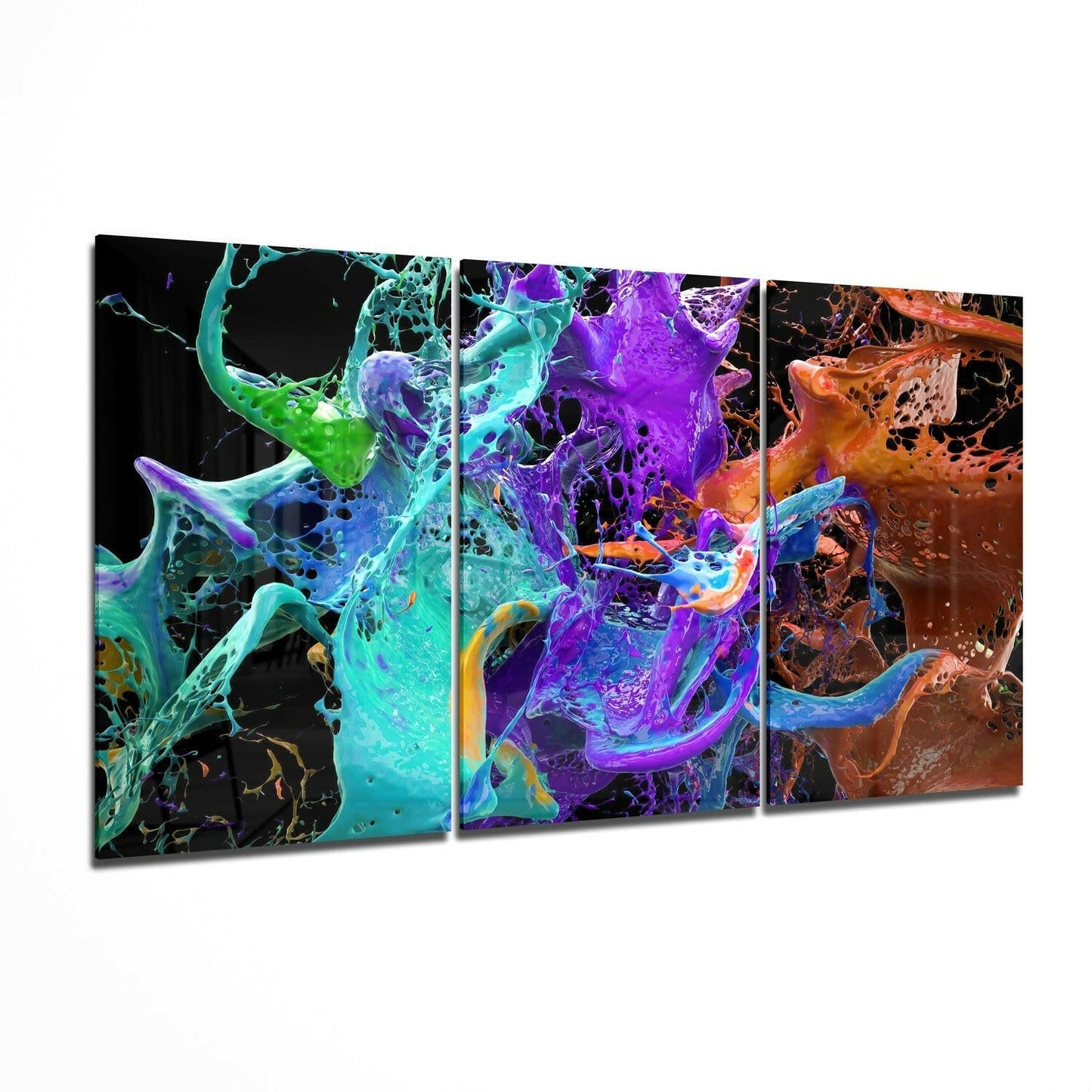 Leap of colors abstract glass wall art