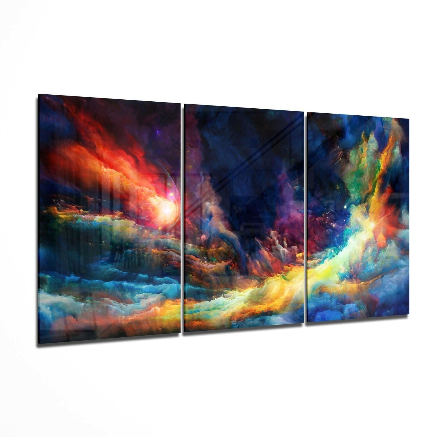 Colors of space nebula abstract glass wall art
