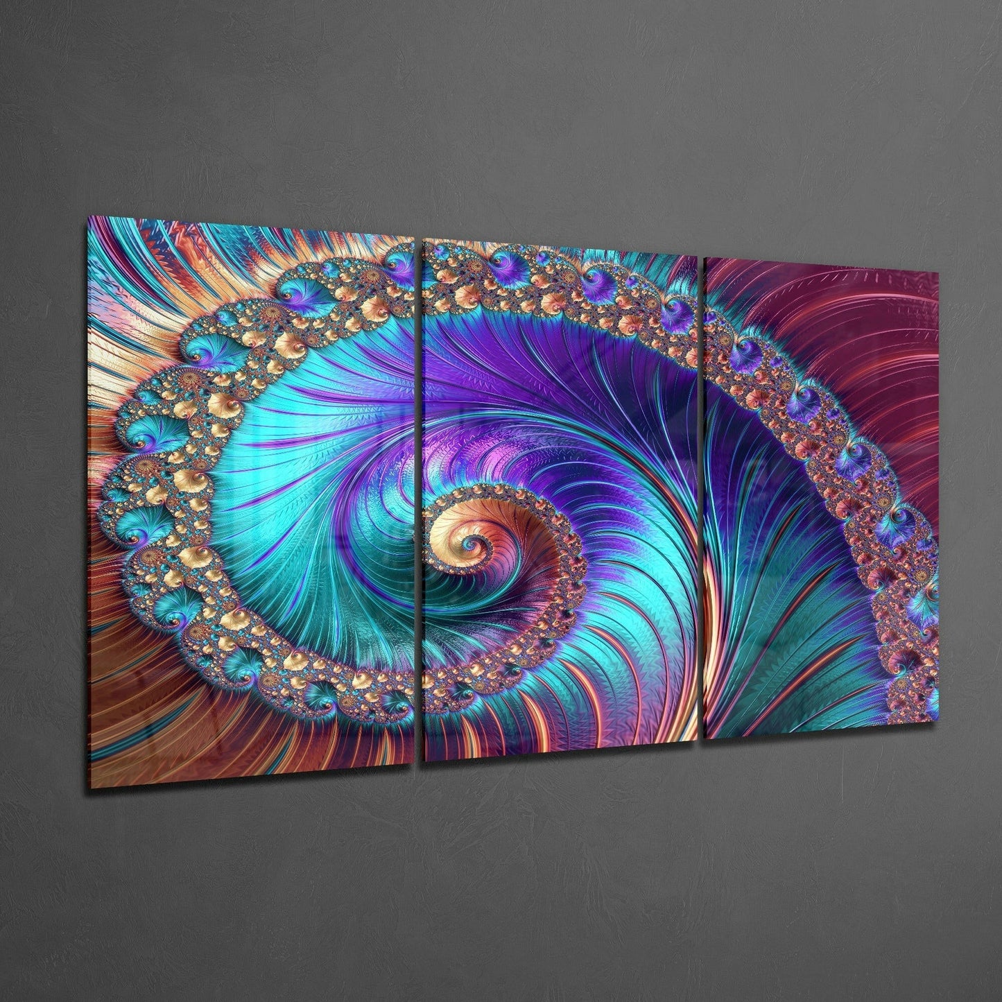 Spiral Peacock Glass Wall Art