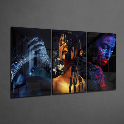 Woman Triptych Glass Wall Art