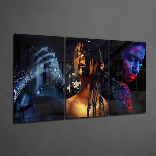 Woman Triptych Glass Wall Art