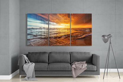 Sunset On The Beach Glass Wall Art