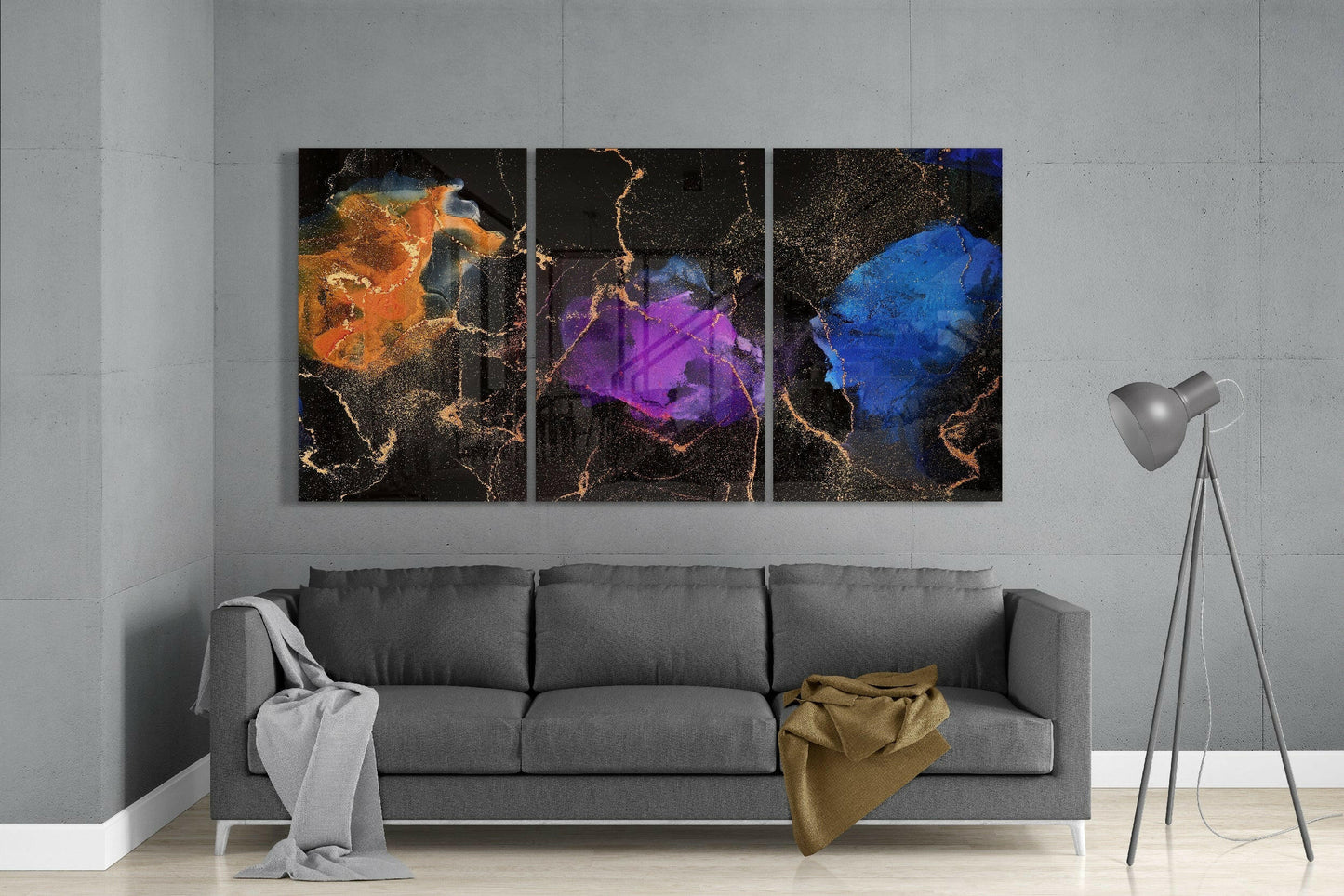 Orange, Blue, Purple Glass Wall Art