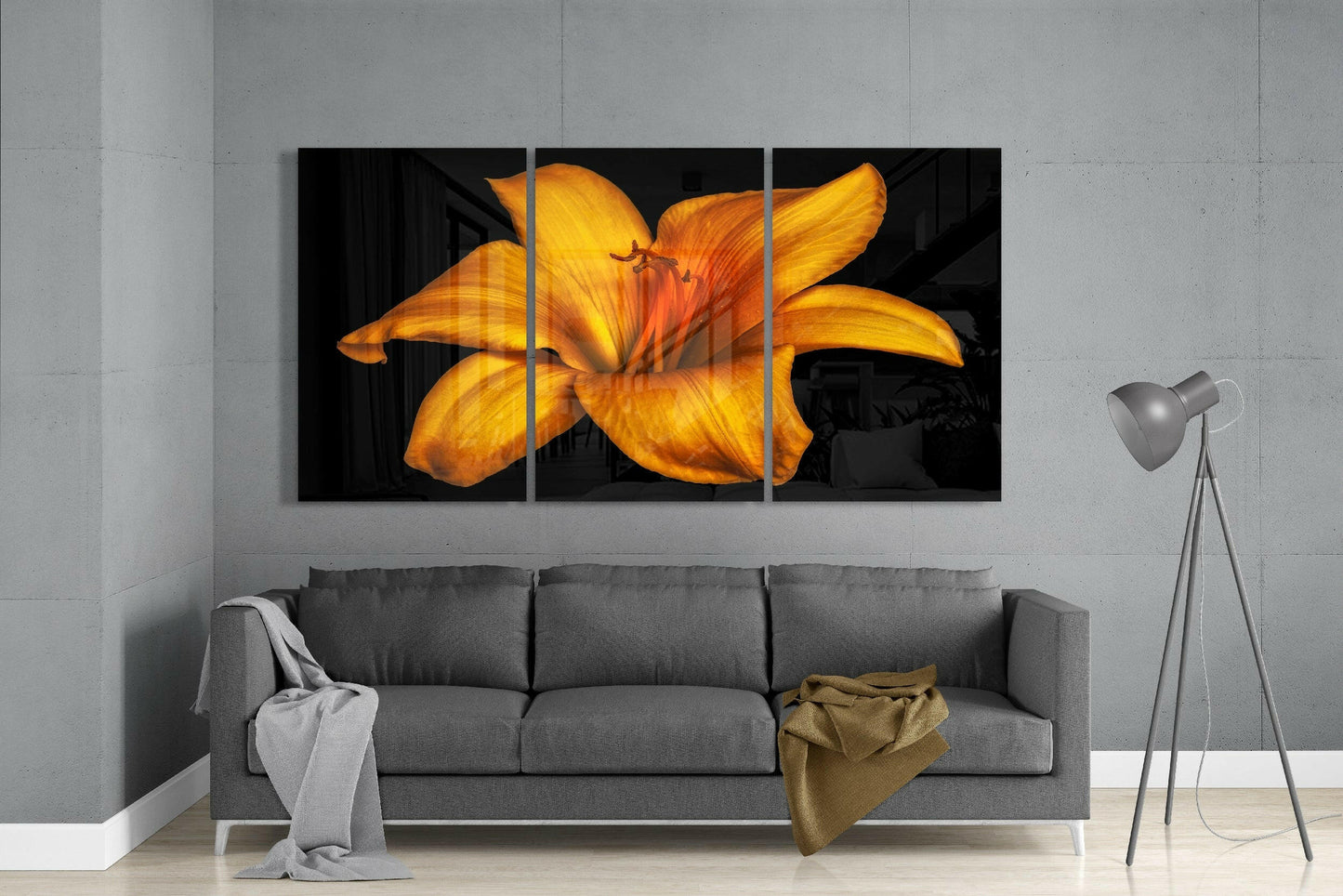 Orange Lilium Flower Glass Wall Art