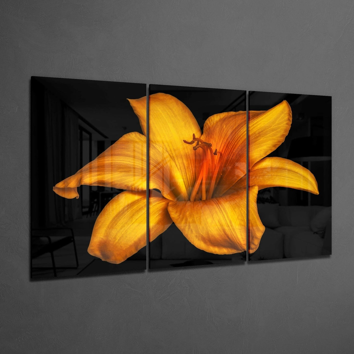 Orange Lilium Flower Glass Wall Art