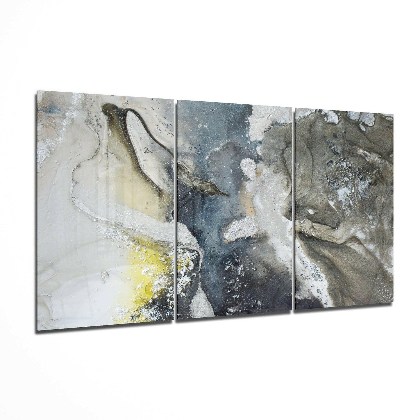 Sophisticated Mixture glass wall art displayed on a living room wall