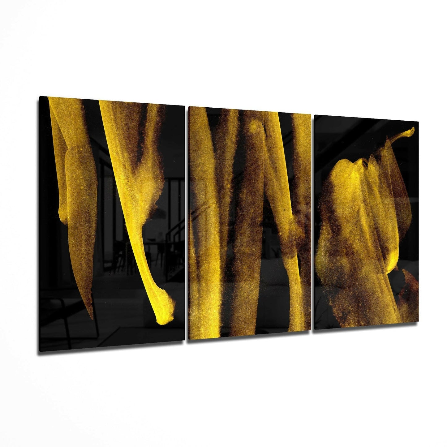 Yellow Touch glass wall art set
