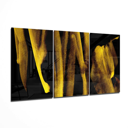 Yellow Touch glass wall art set