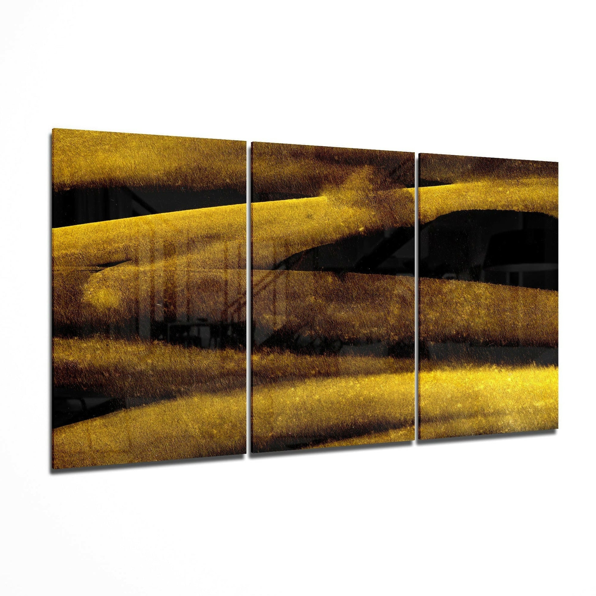 Yellow Touch glass wall art set