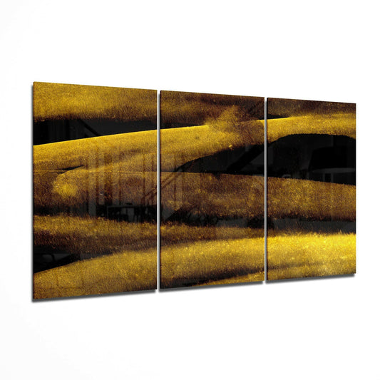 Yellow Touch glass wall art set