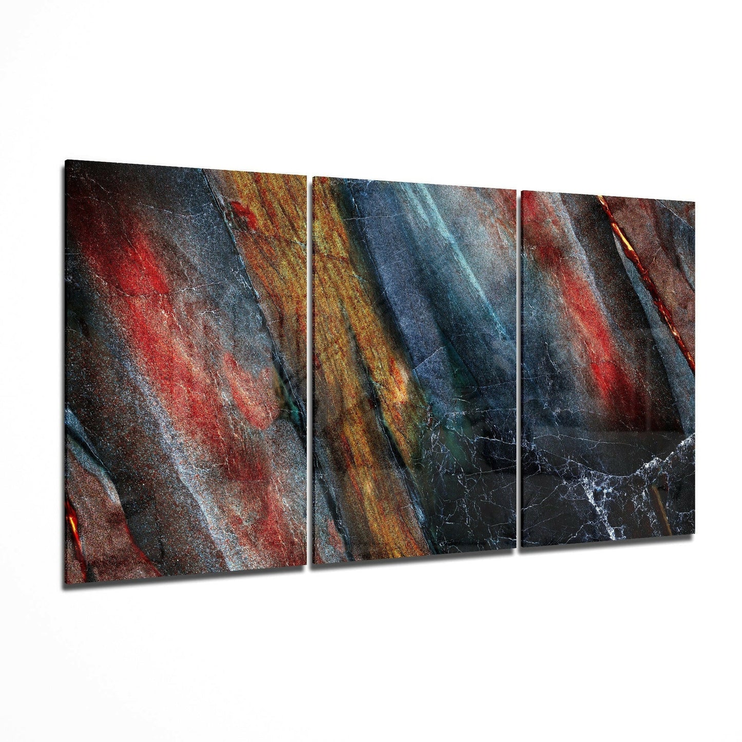 Layers glass wall art displayed on a living room wall