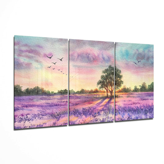 Dream Garden glass wall art displayed on a living room wall