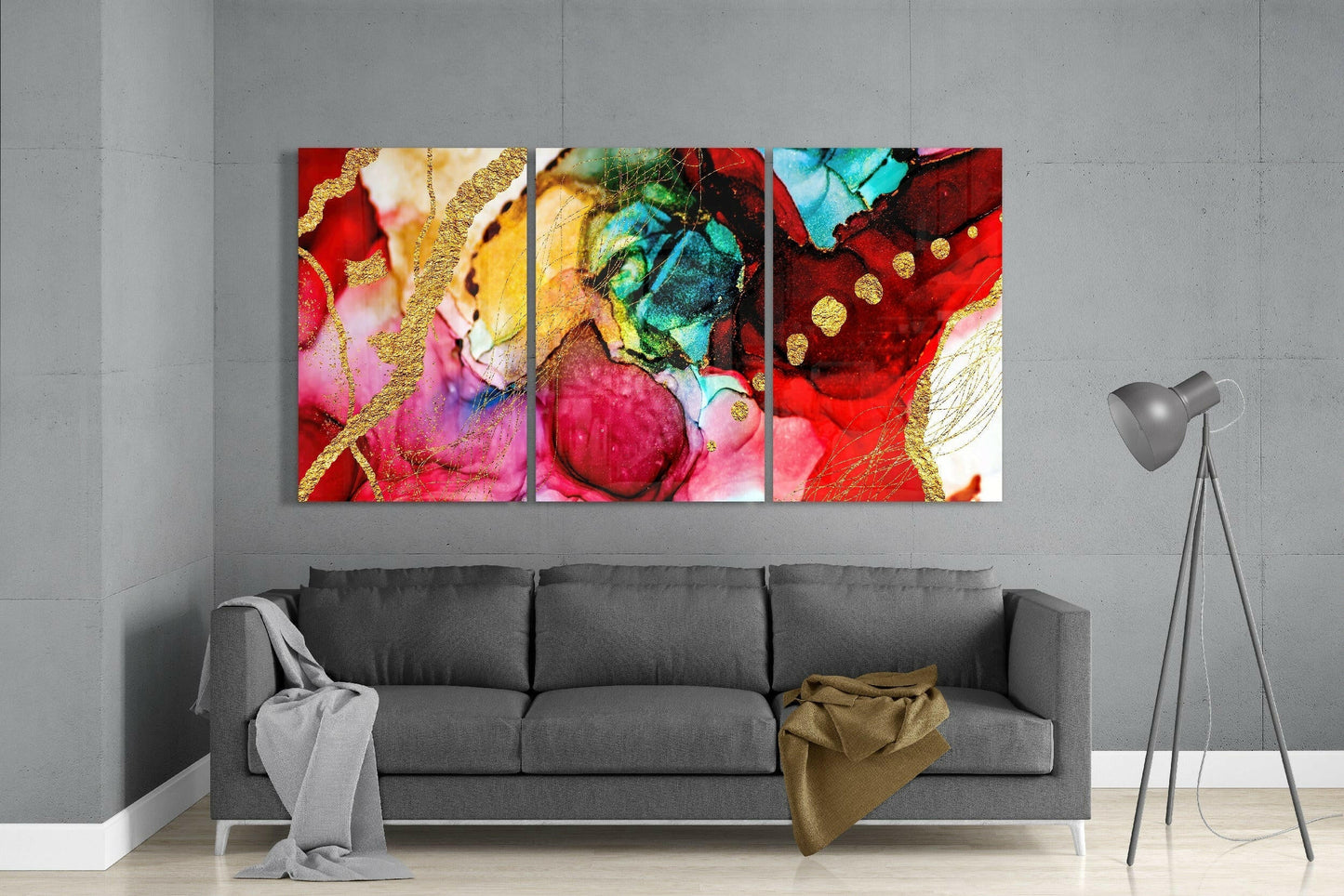 Red Harmony Glass Wall Art