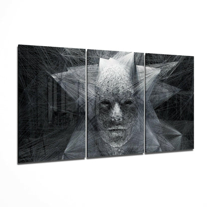 String glass wall art 3-piece set featuring minimalist abstract linework