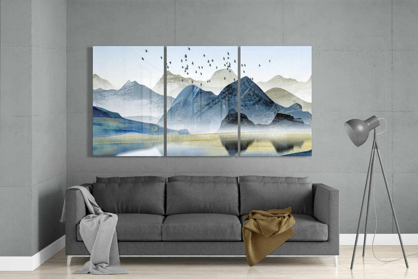 Layered Mountain Ridges Glass Wall Art, Landscape Print