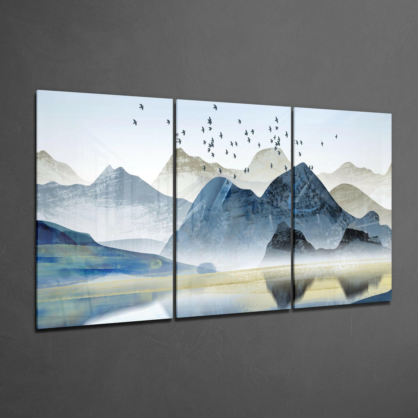 Layered Mountain Ridges Glass Wall Art, Landscape Print