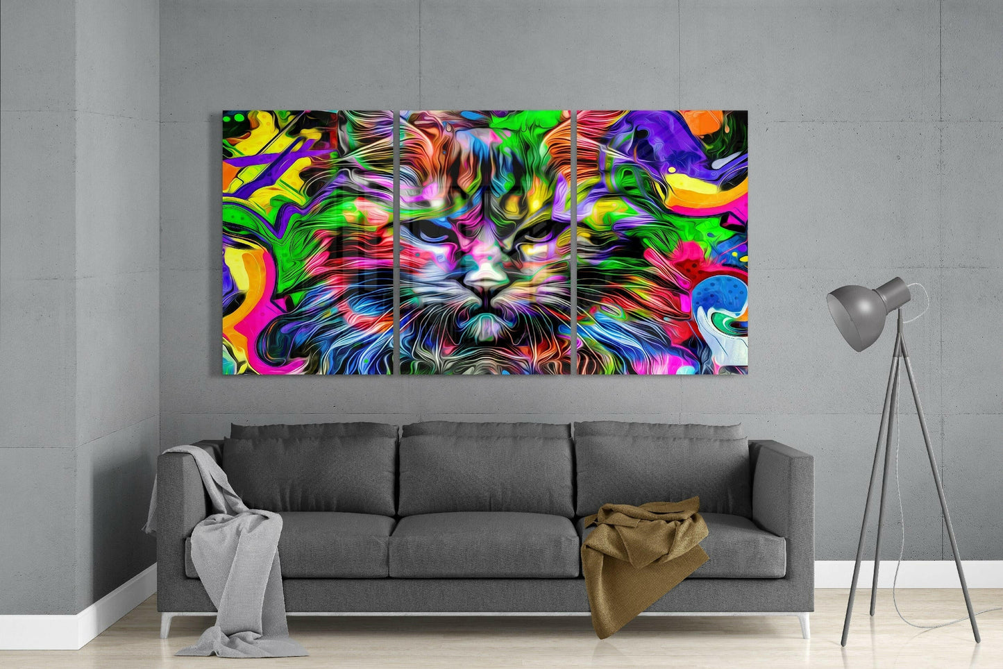 Cat Glass Wall Art Triptych