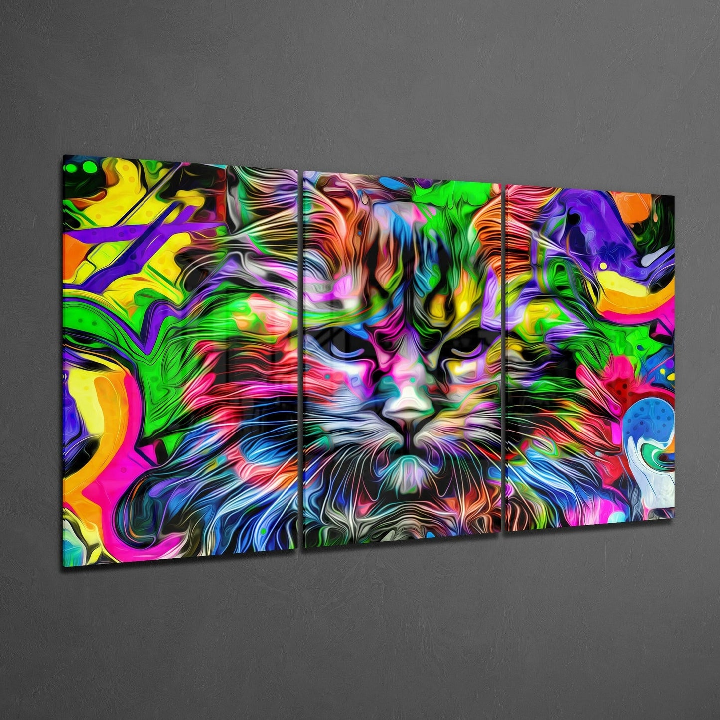 Cat Glass Wall Art Triptych