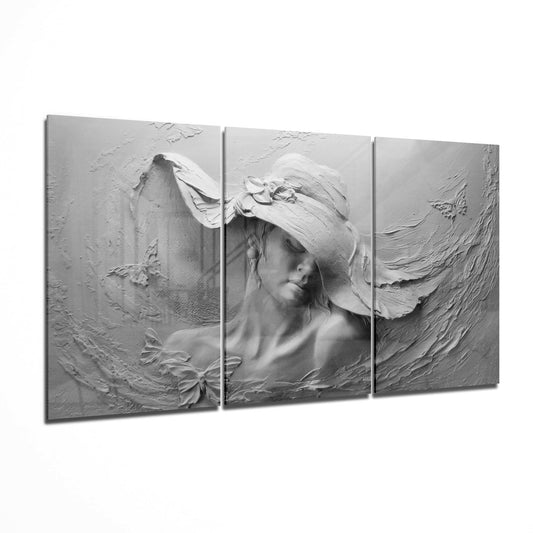 Lady glass wall art printed on tempered glass