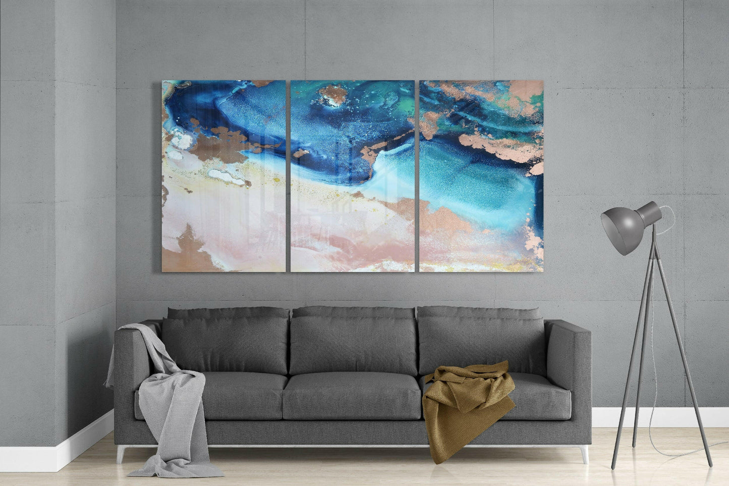 Blue Shore Glass Wall Art