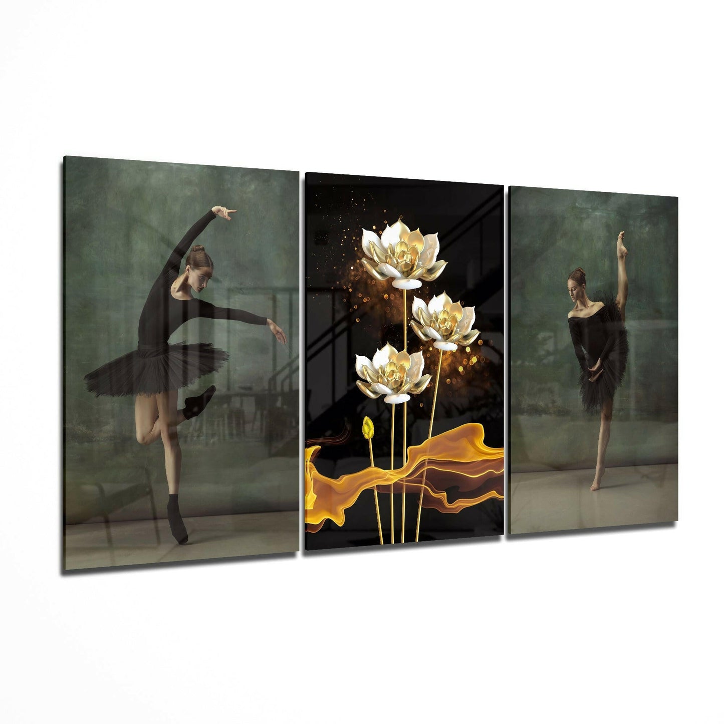 Ballerina glass wall art printed on tempered glass