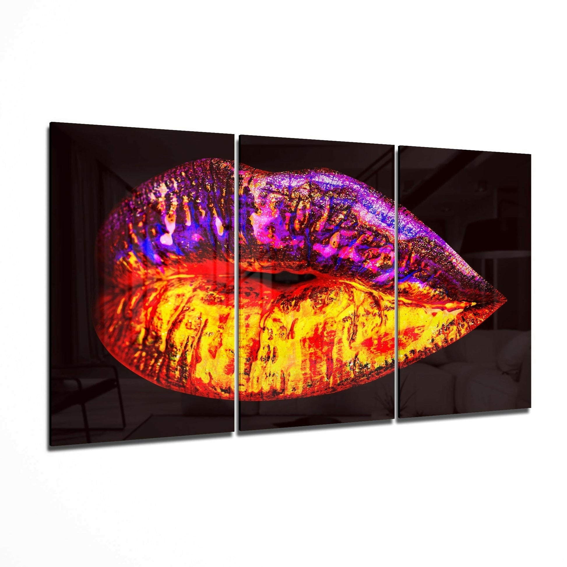Lips glass wall art printed on tempered glass