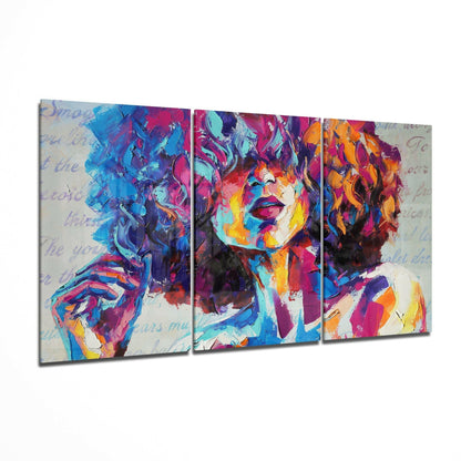 Curly glass wall art 3-piece set featuring flowing abstract linework