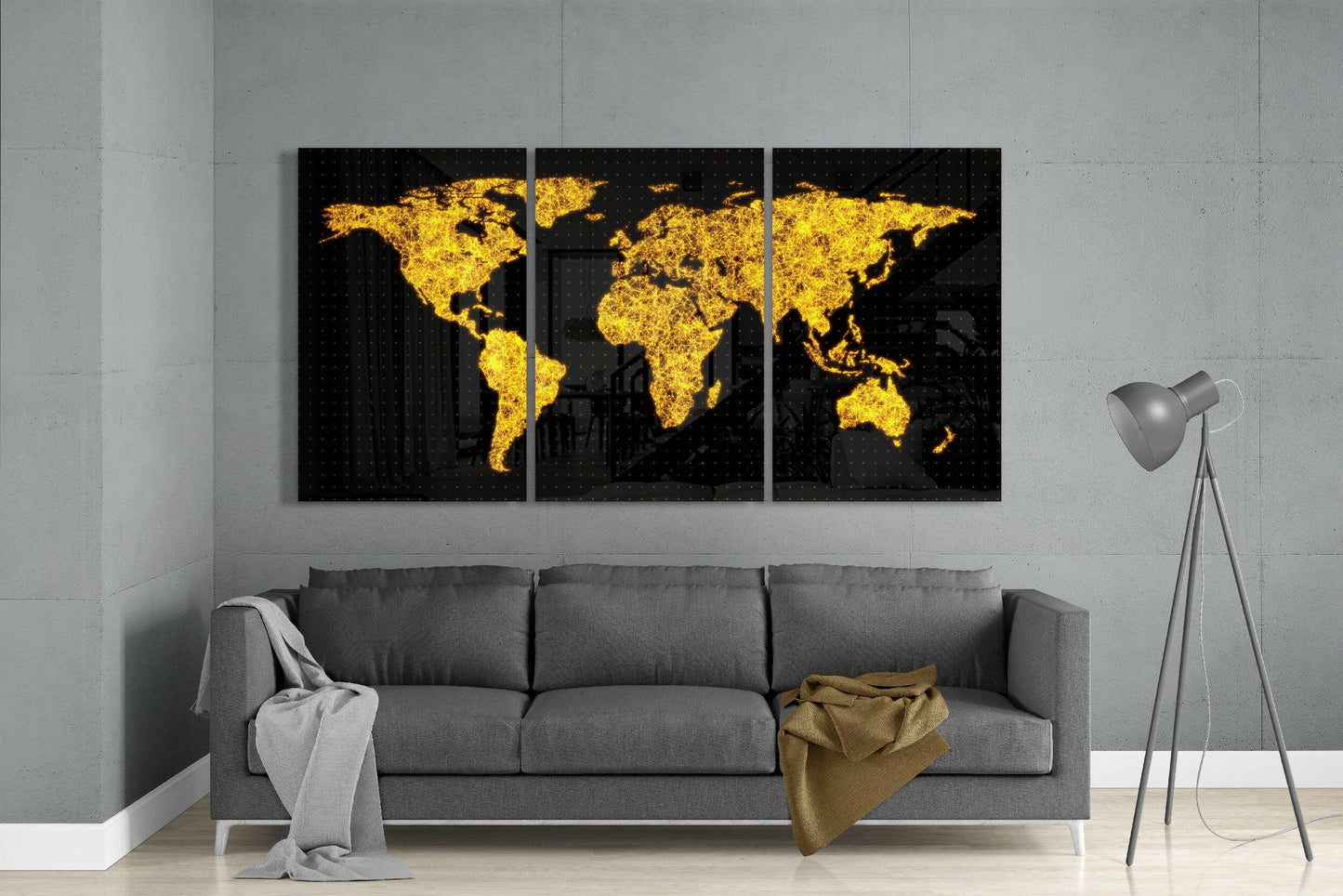 World Map Glass Wall Art