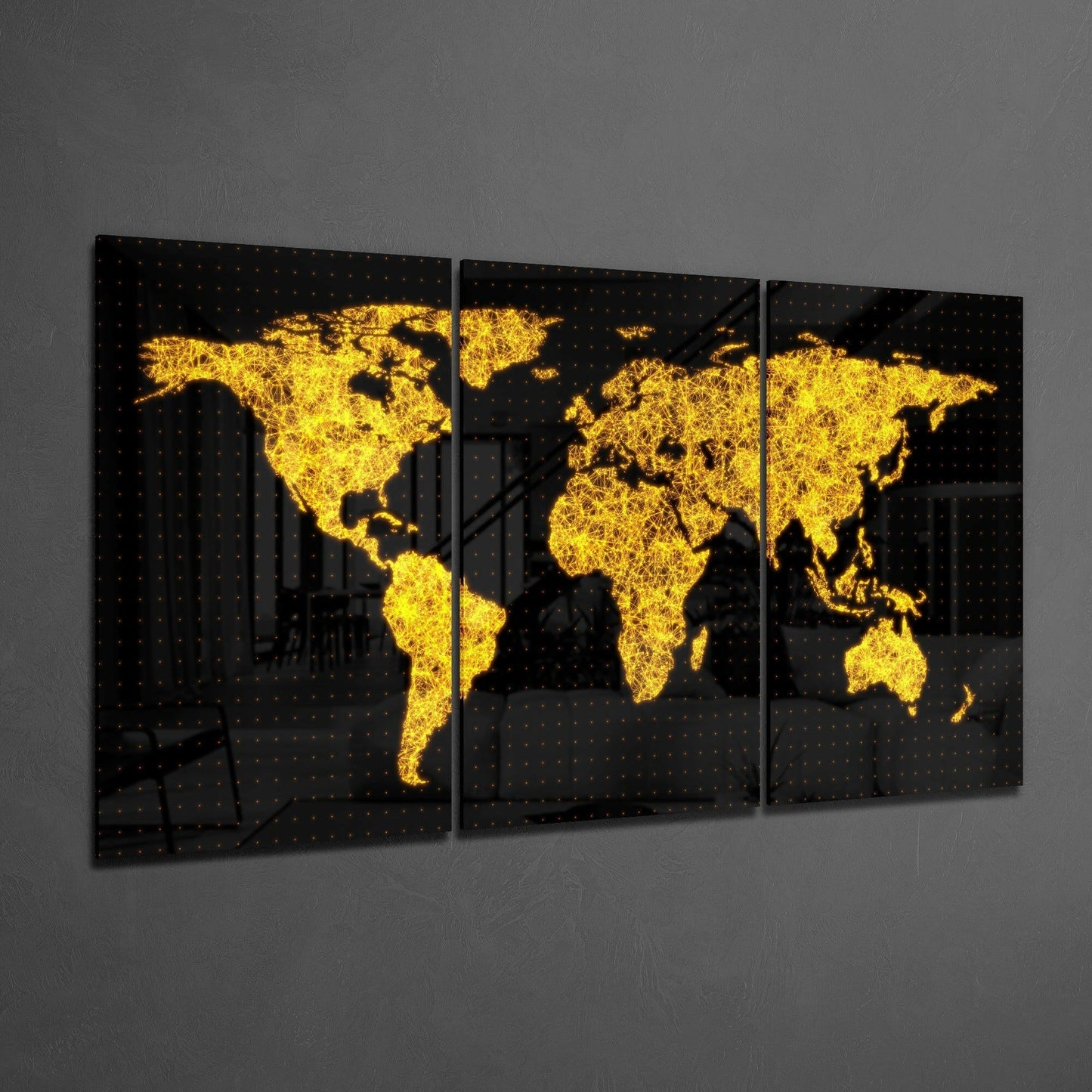 World Map Glass Wall Art