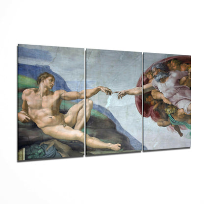 Meet The Other glass wall art 3-piece set featuring a layered abstract
