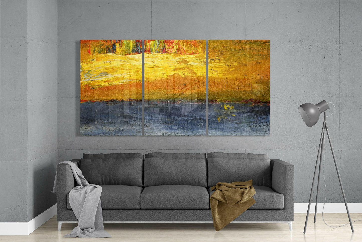 Abstract Yellow Glass Wall Art