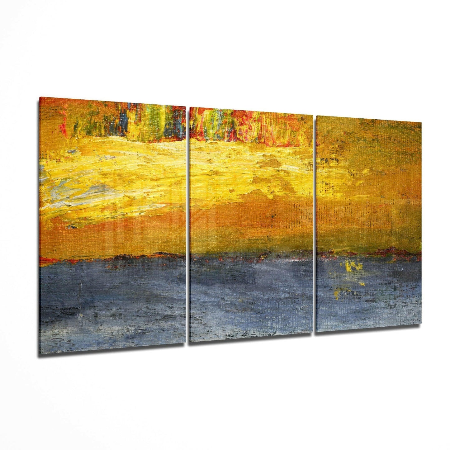 Abstract Yellow glass wall art in warm gold tones