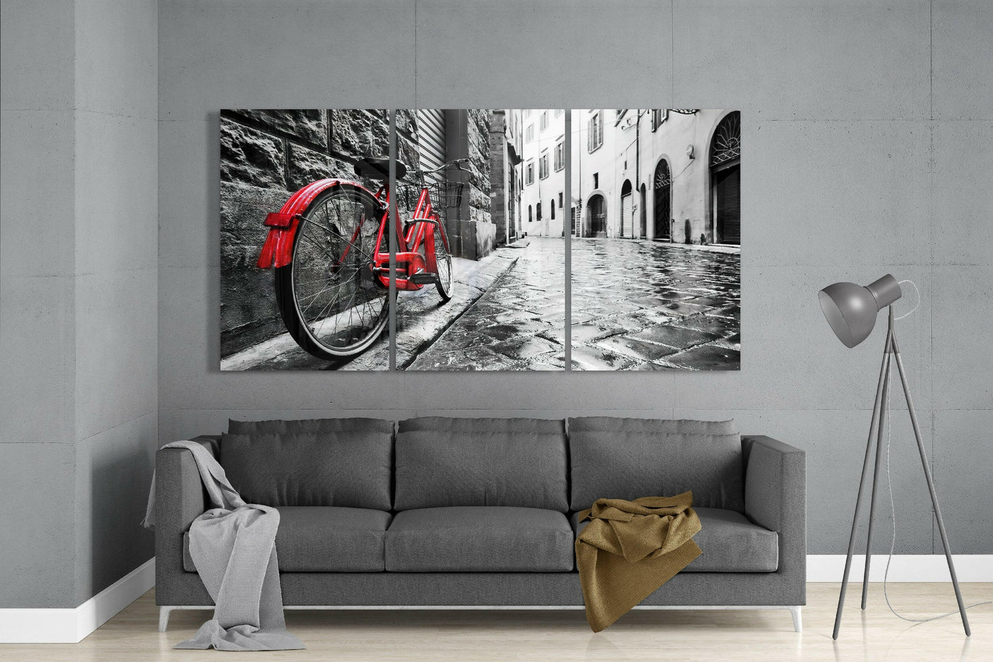 Bicycle and Street Glass Wall Art