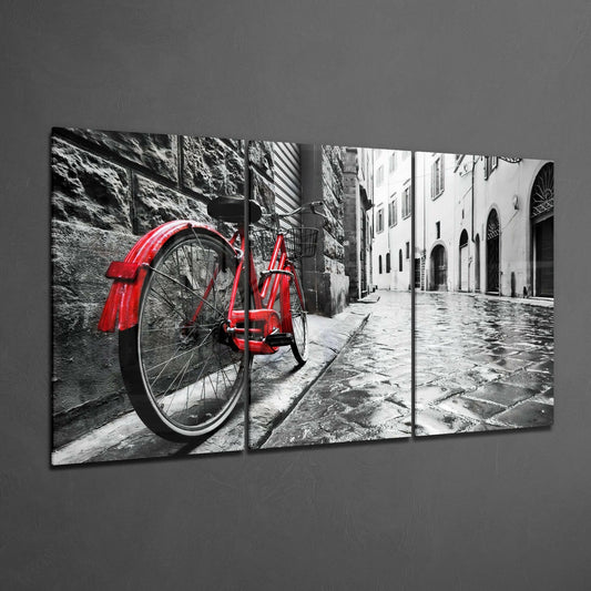 Bicycle and Street Glass Wall Art