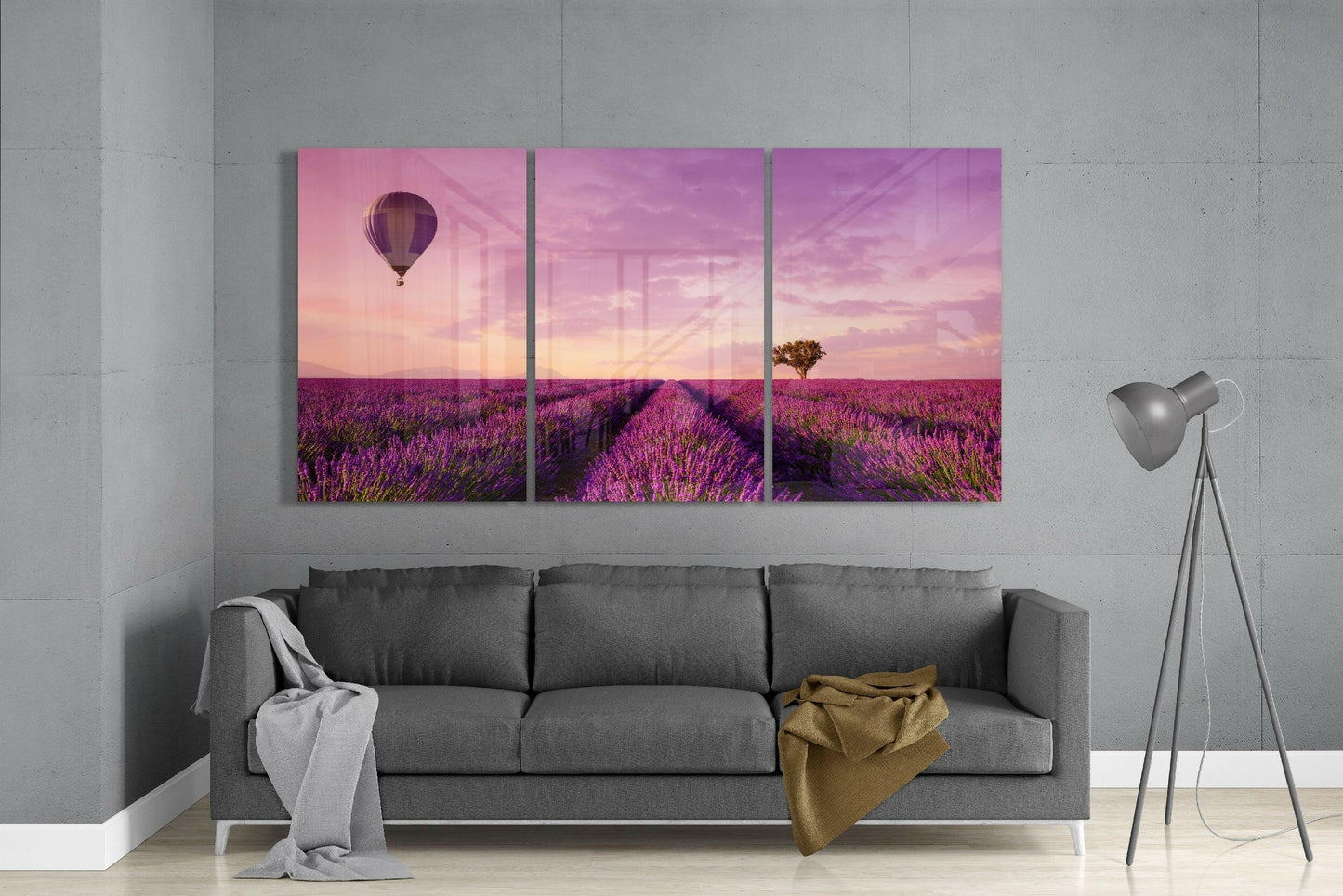 Lavender Field Glass Wall Art