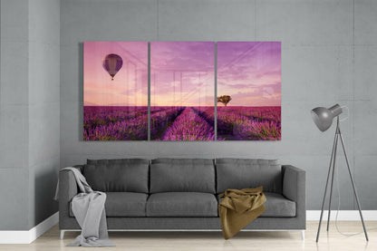 Lavender Field Glass Wall Art