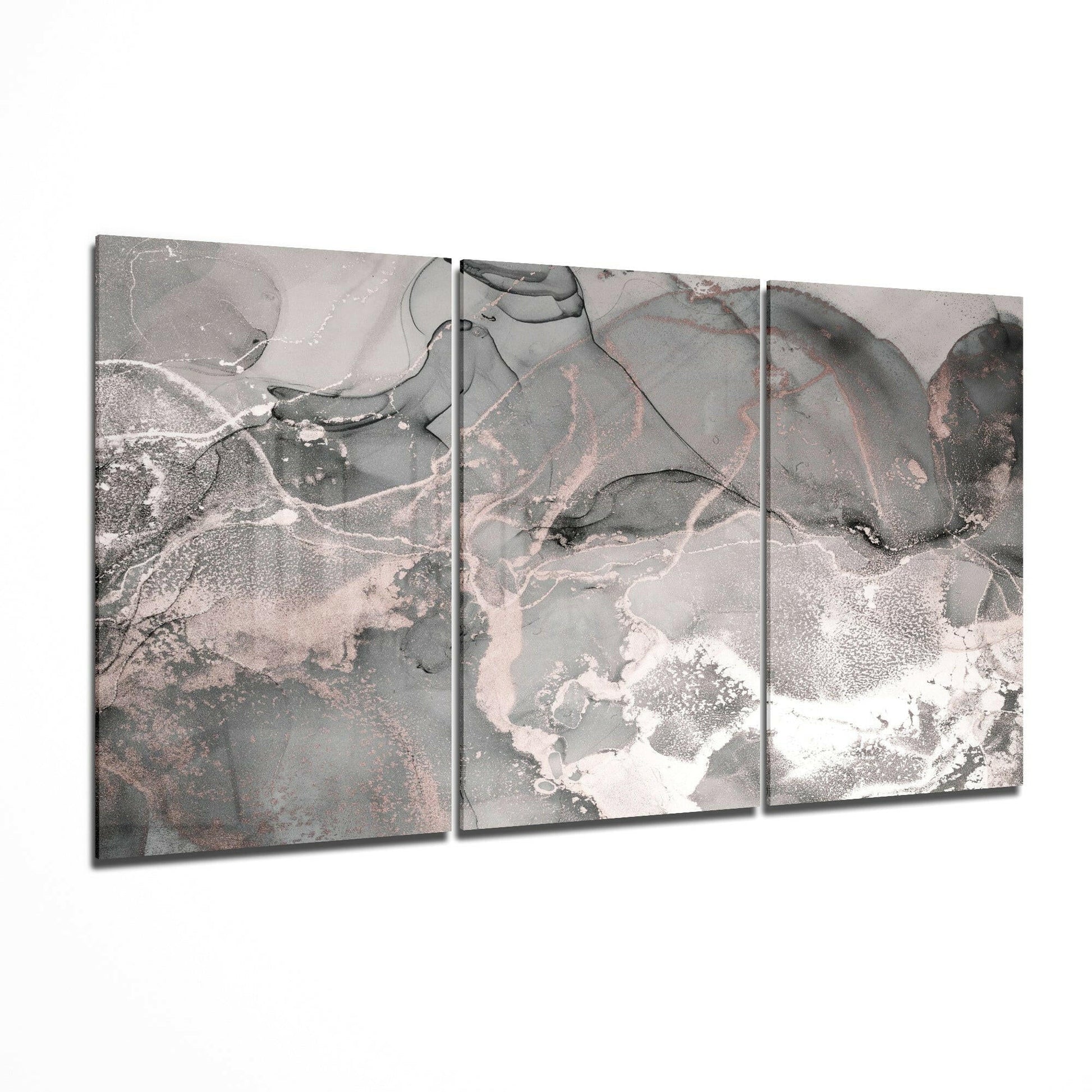 Gray Dance glass wall art 3-piece set featuring monochrome dance figures