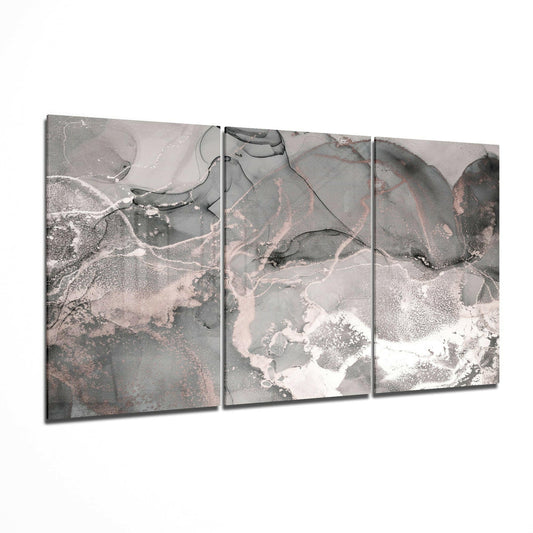 Gray Dance glass wall art 3-piece set featuring monochrome dance figures